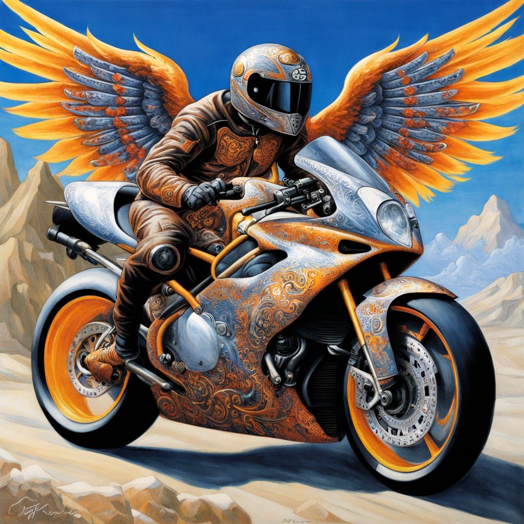 Seraph on Superbike: Airbrush Art