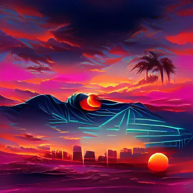 Retrowave Sunset: A Digital Illustration