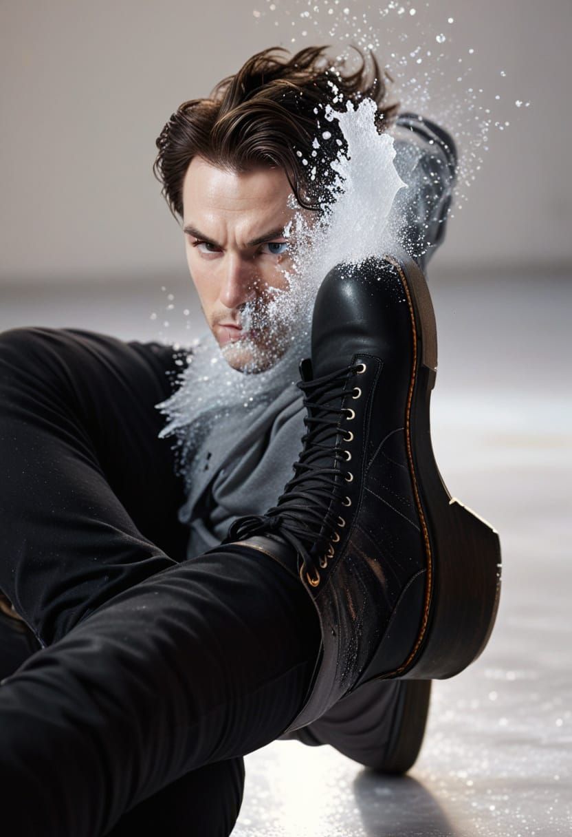 Male Figure Skater Performs Sit Spin in Golden Hour