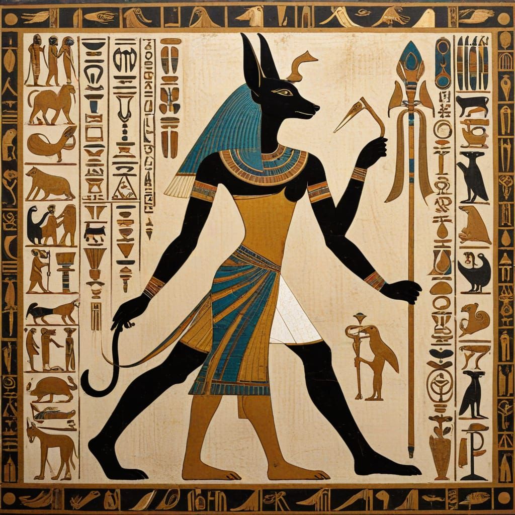 Ancient Egyptian God in Stylized Profile View