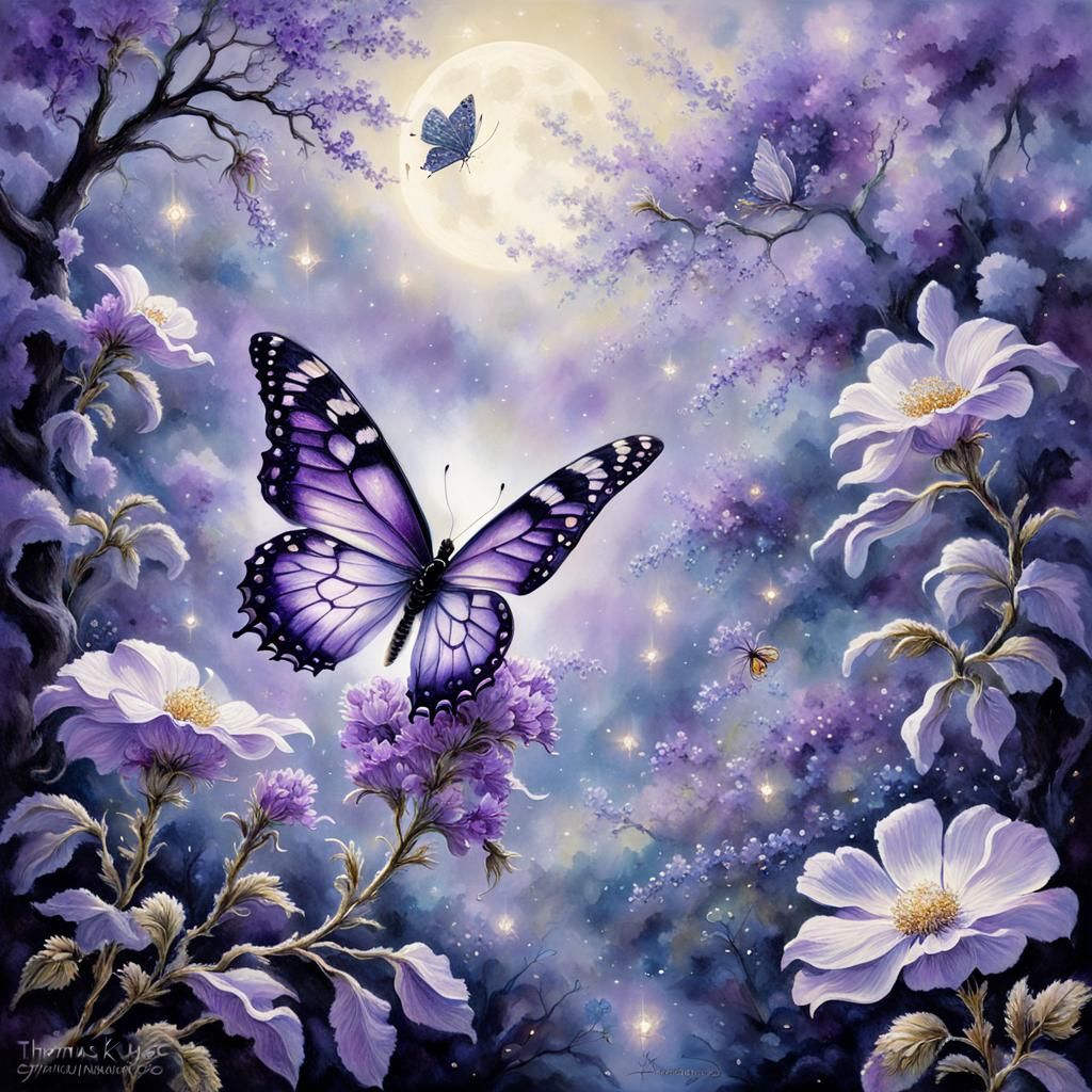 purple  flowers and and a butterfly