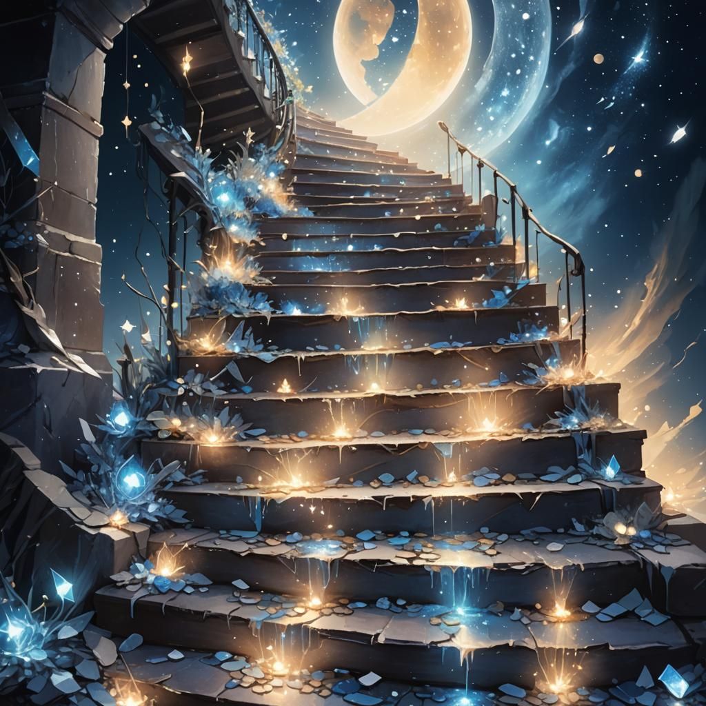 Moonlight Staircase: Ethereal Fantasy Concept Art