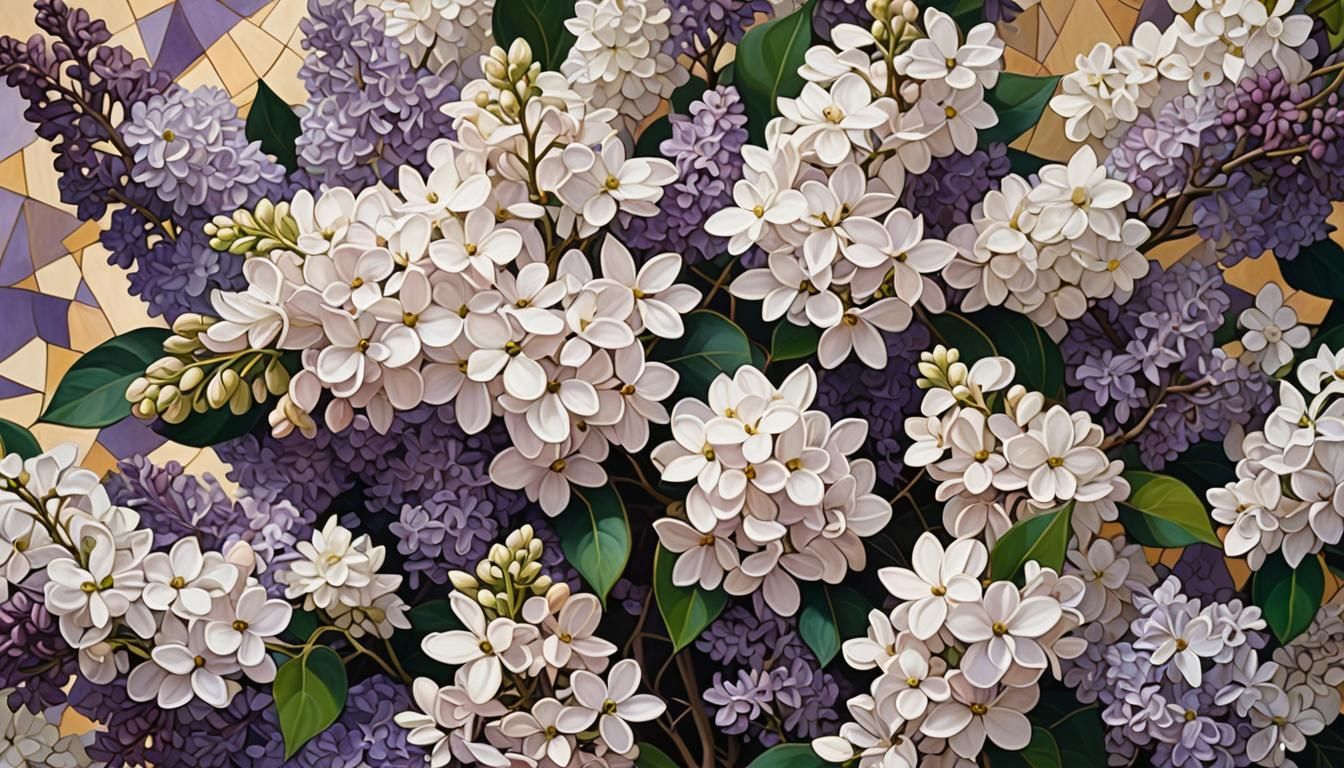 Lilac Flowers in a Cubist Style with Dynamic Lighting