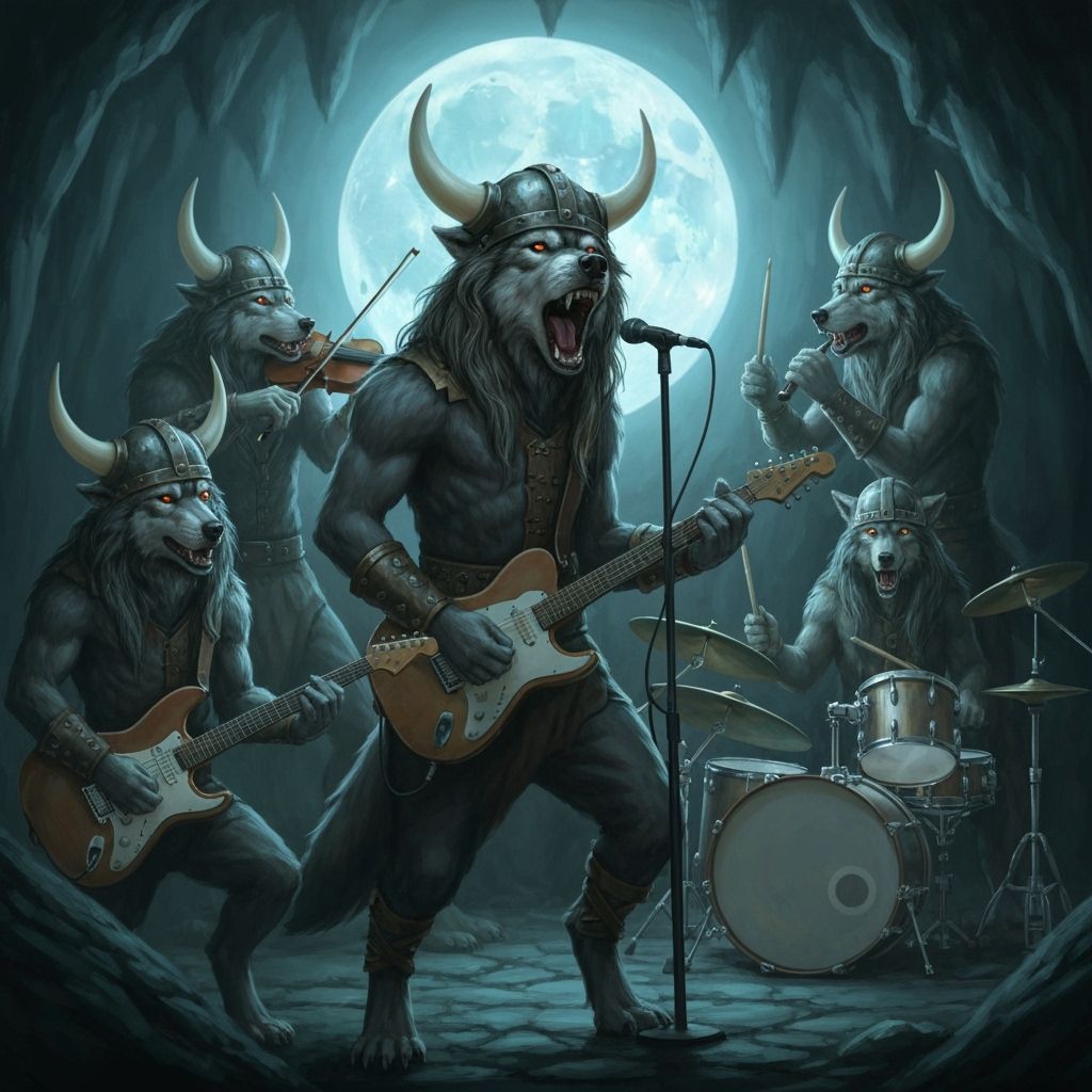 Wolves in Viking Helmets Rock Out at Metal Concert