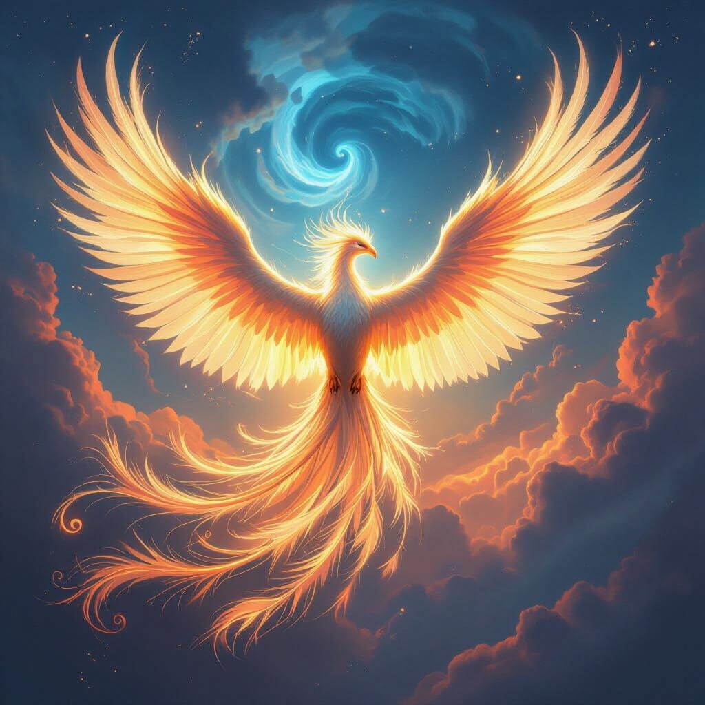 Majestic Phoenix of Light in Vibrant Fantasy Art
