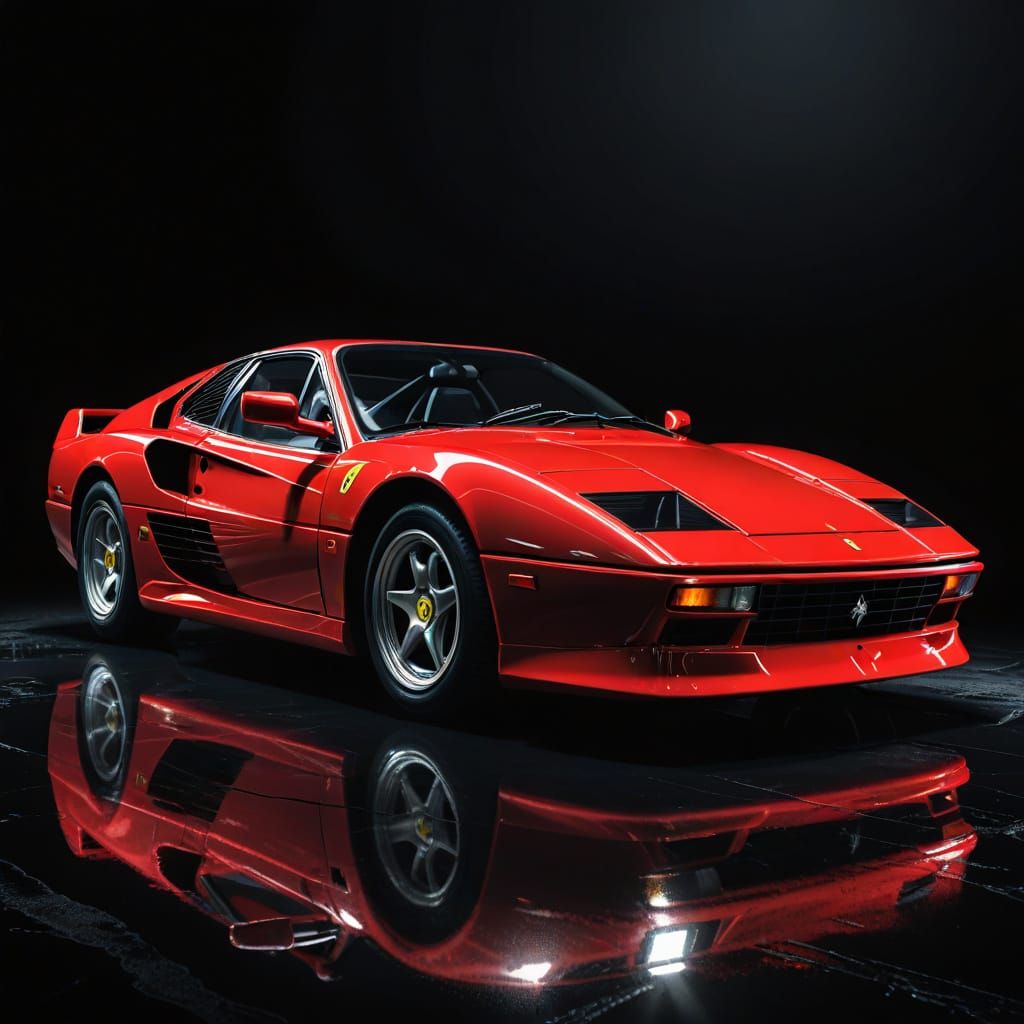 Ferrari Testarossa in Neon Lighting Style