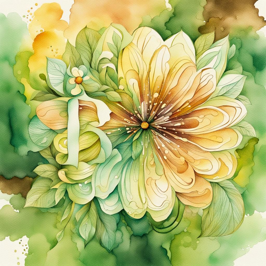 Blooming Recycled Flower with Makeup Palette, Watercolor Ill...