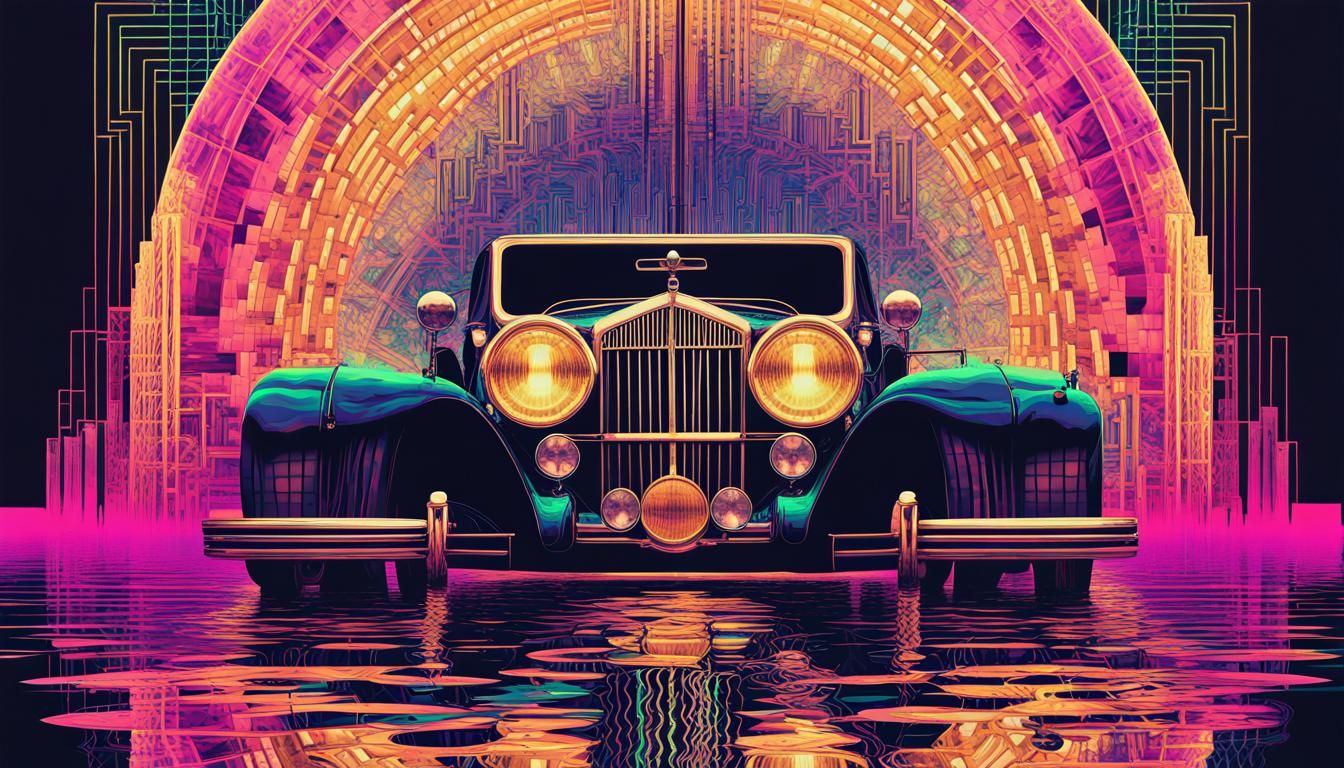 Great Gatsby Art Poster in Vaporwave Style