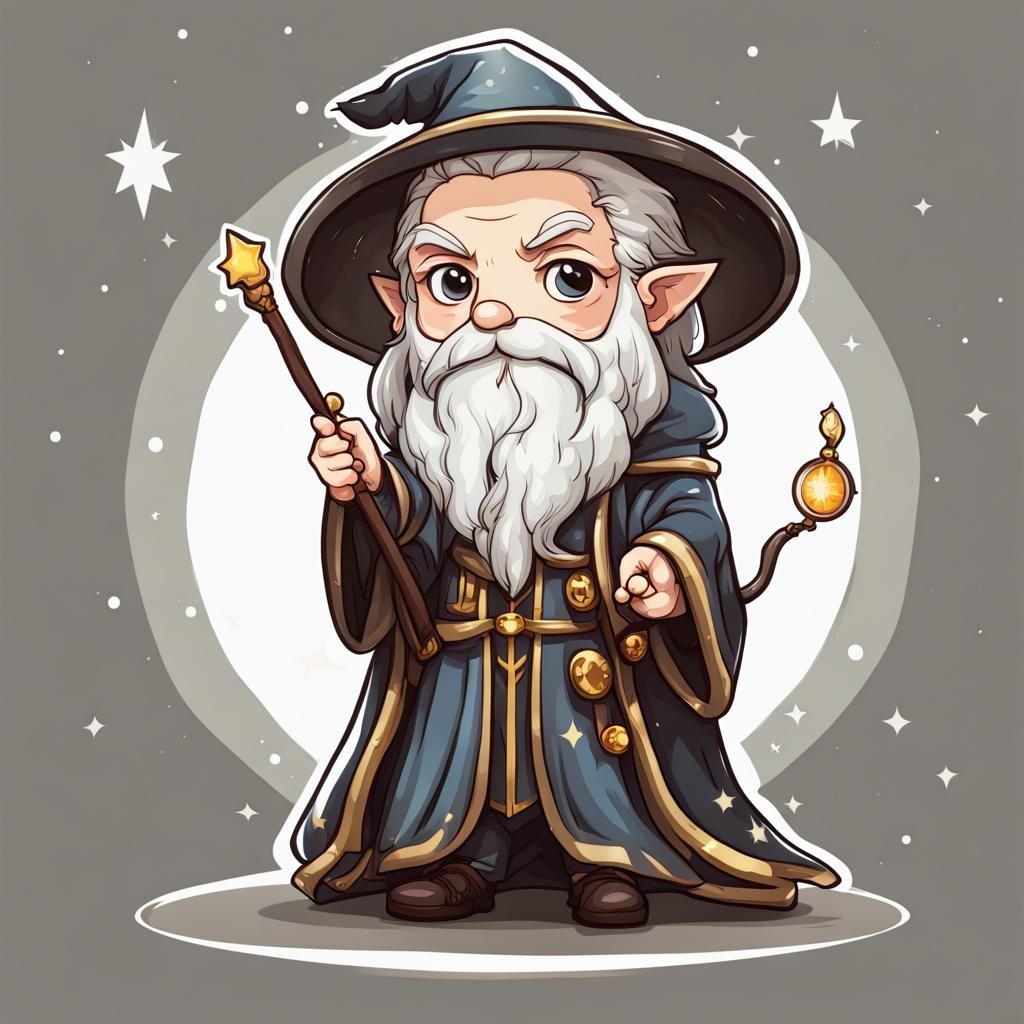 Whimsical Chibi Wizard Illustration