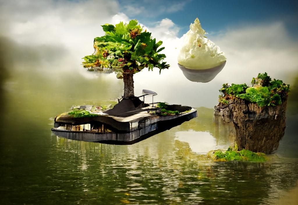 Whimsical Floating Island in the Sky