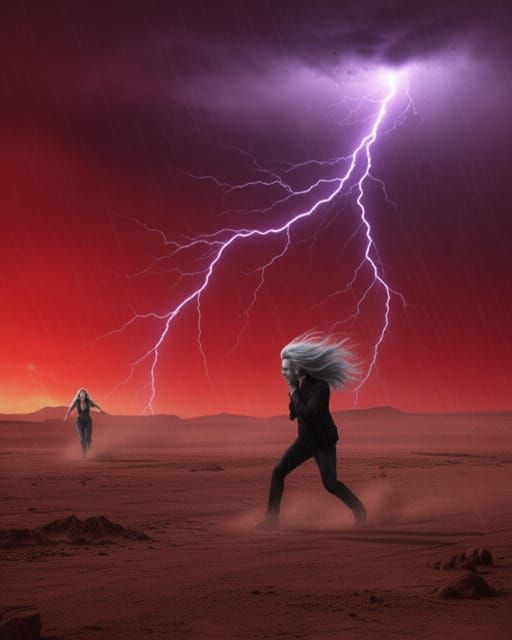 Man Battles Inner Darkness in Desolate Desert Mindscape