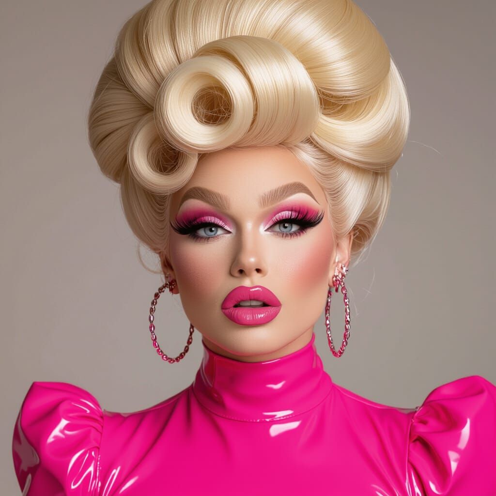 Hyperrealistic Drag Queen in Pink Latex