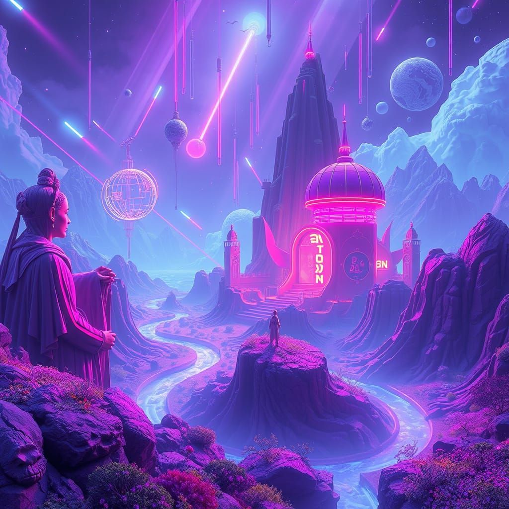 Vibrant Futuristic Dreamscapes in Digital Art Style