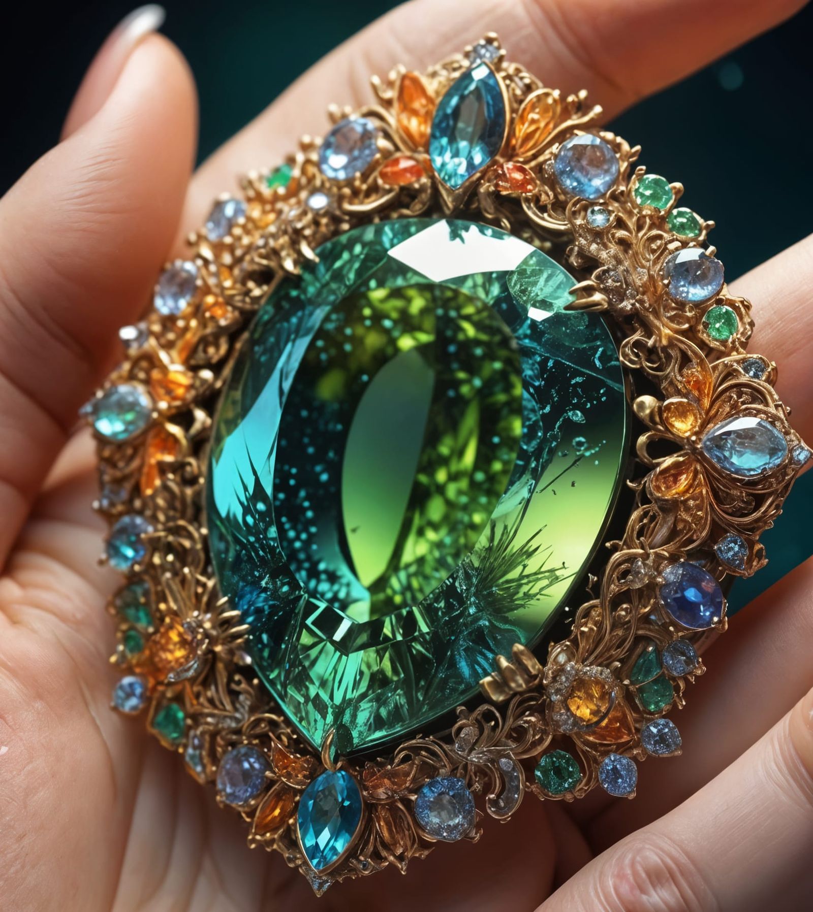 Hyper-Realistic Olivine Jewelry with Bioluminescent Life