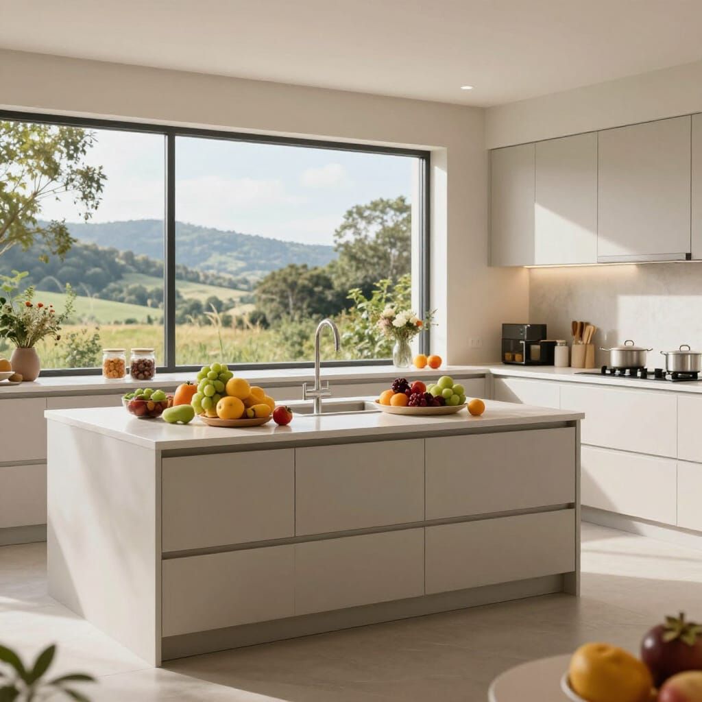 Photorealistic Modern Kitchen with Natural Views