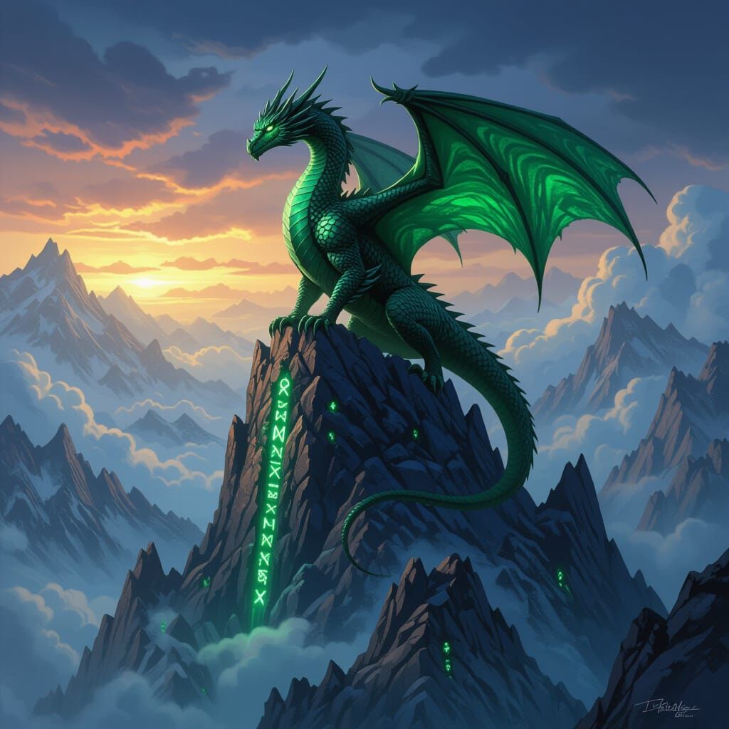 Majestic Dragon Over Dark Fantasy Kingdom