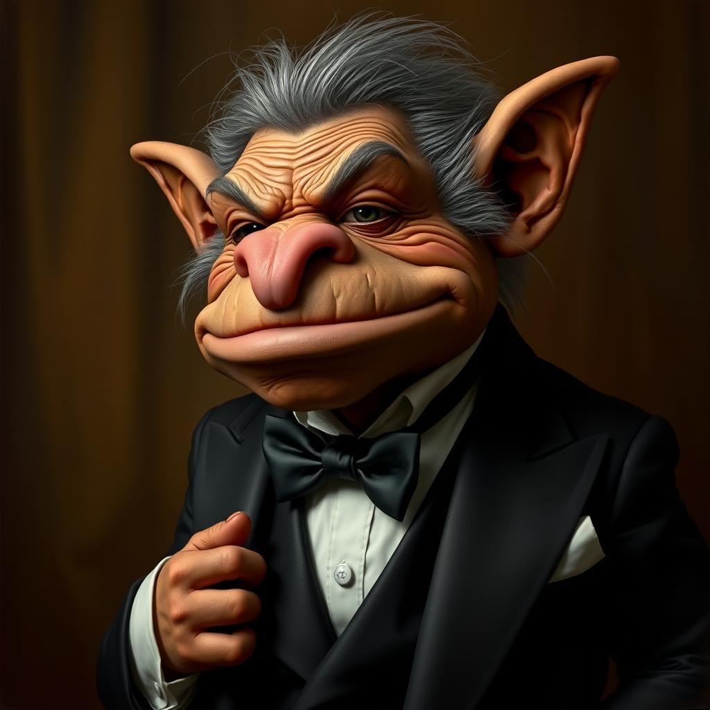 Handsome Troll in Tuxedo: Photorealistic Portrait