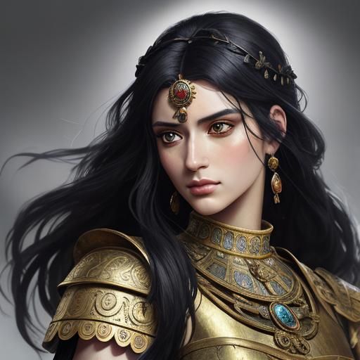 Anime Roman Woman in Ancient City, Hyperrealistic Art