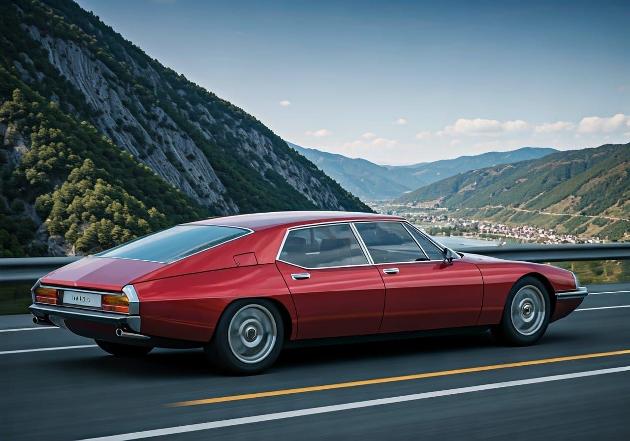 Ethereal Citroën SM Concept on Dolomite Cliffs