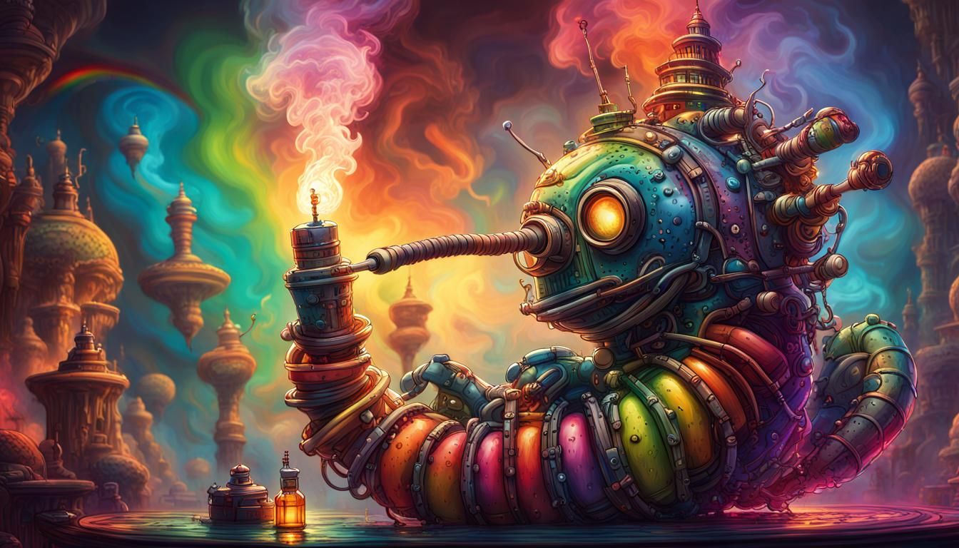 Wonderland, rolling, rational , robotic, mecha caterpillar, Reticulated, rainbow , rotating, rapid, rhomboid segments, r...