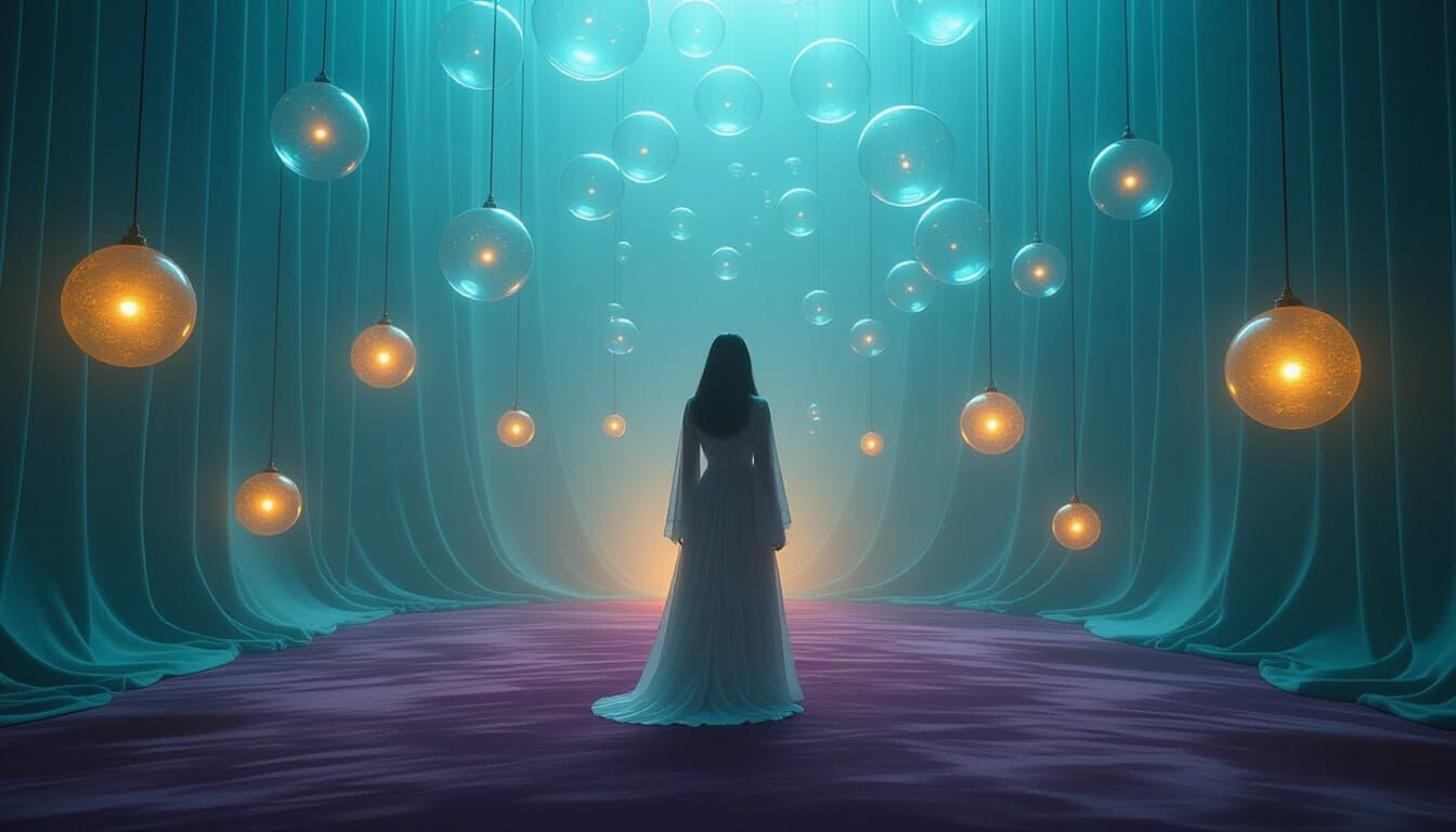 Ethereal Dream Sync Room with Floating Shapes