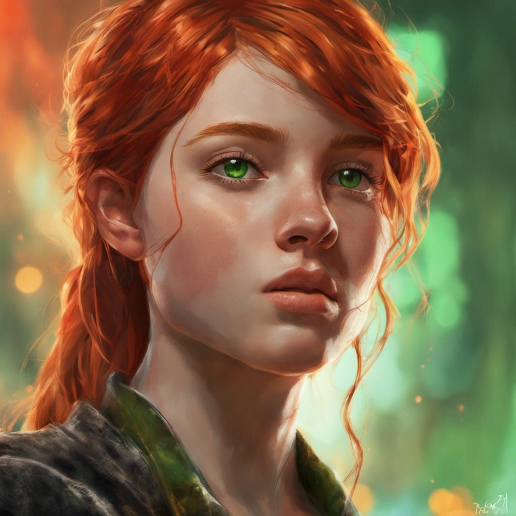 Hyperrealistic Portrait of a Red-Haired Noblewoman