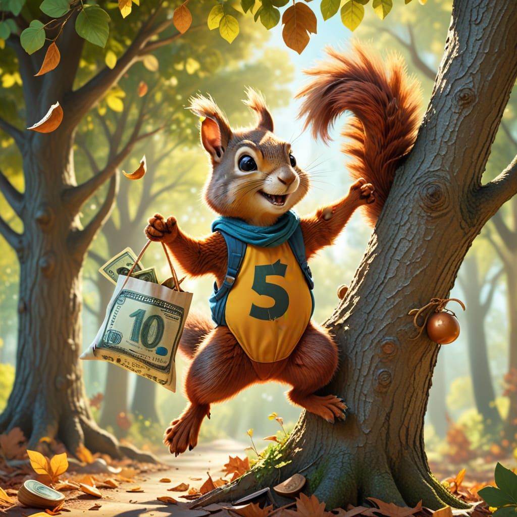 Squirrel Robber's Heist: Cartoonish Adventure in Sunlight
