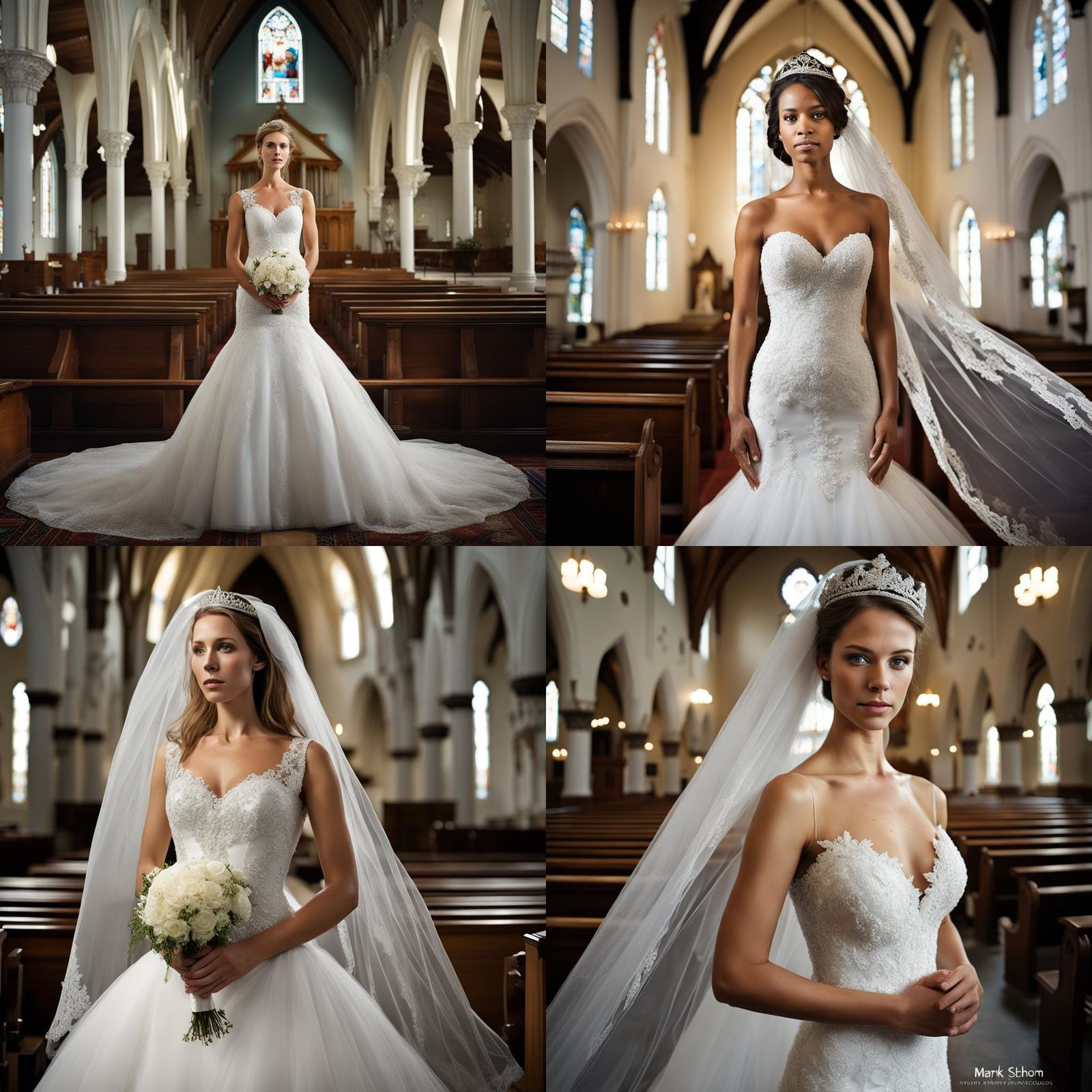 Bride in White Mermaid Wedding Dress Portrait