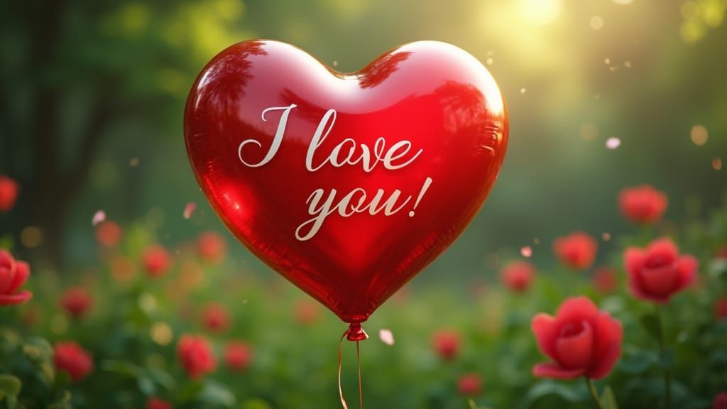 Elegant Heart Balloon in Vibrant Garden