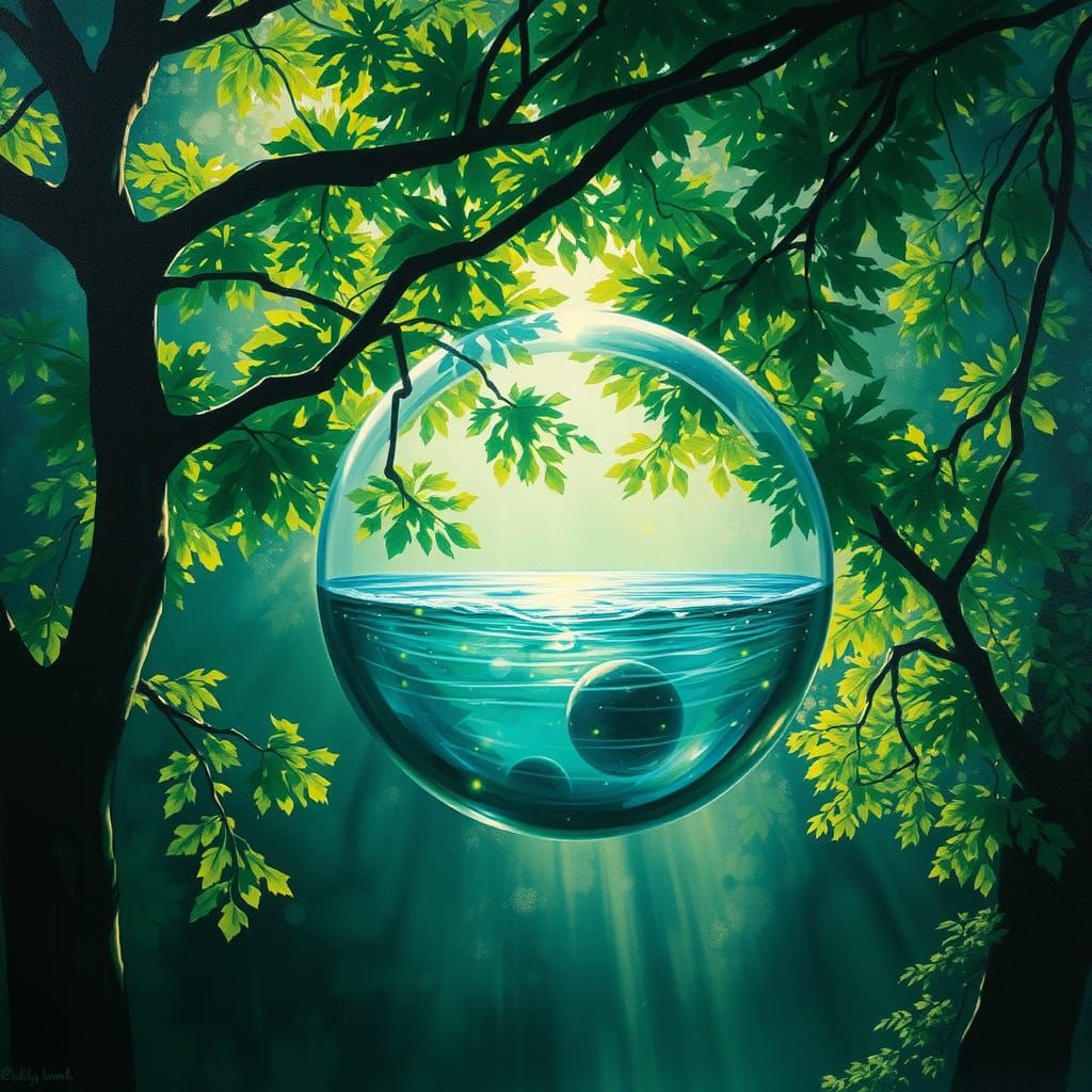 Spherical Forest in Neo-Impressionistic Oil Painting