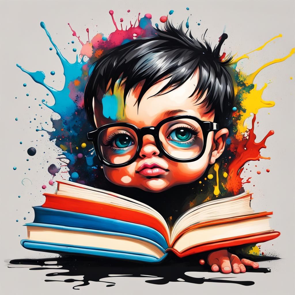Baby with Glasses in Graffiti Splash Art