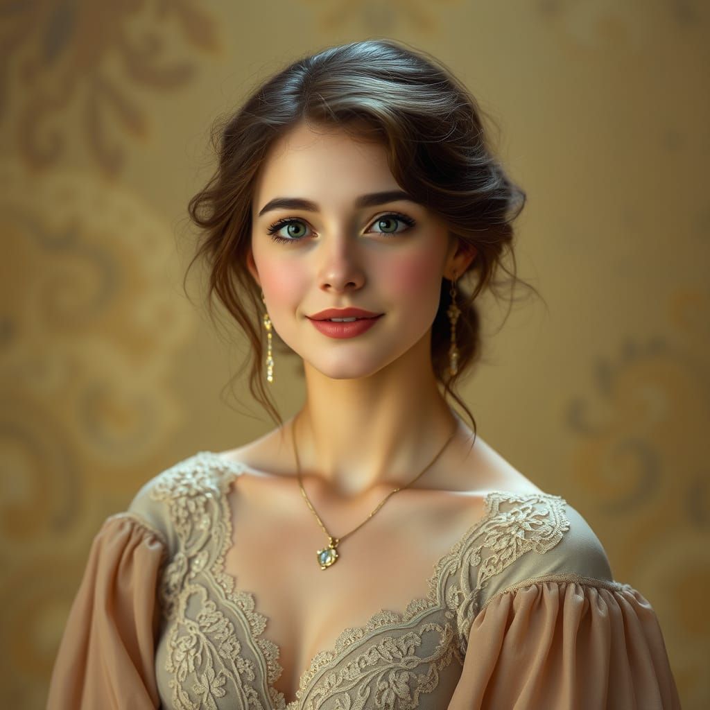 Lady in Elegant Gown with Soft Focus Background
