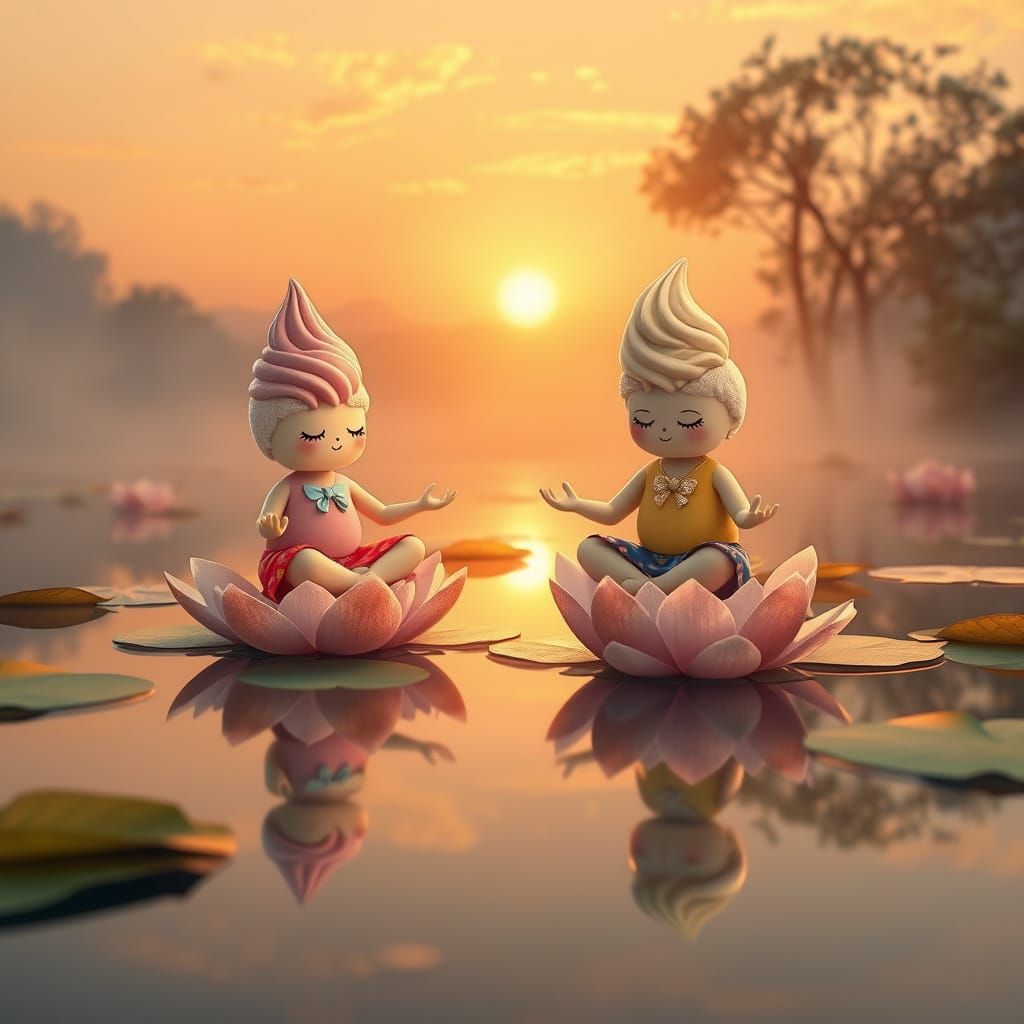Ice Cream Meditation: Serene Fantasy Landscape