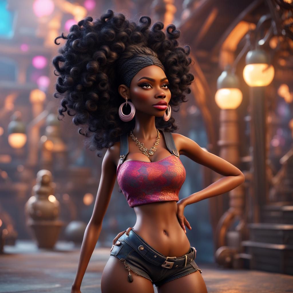 Hyperrealistic Black Woman as a Bratz Doll