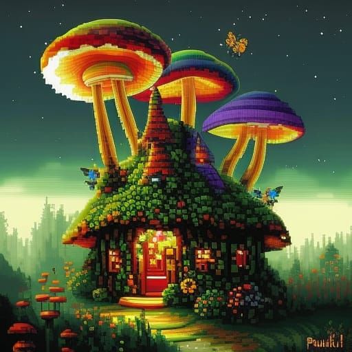 Fairytale Pixel Art: Rainbow Enchanted Forest