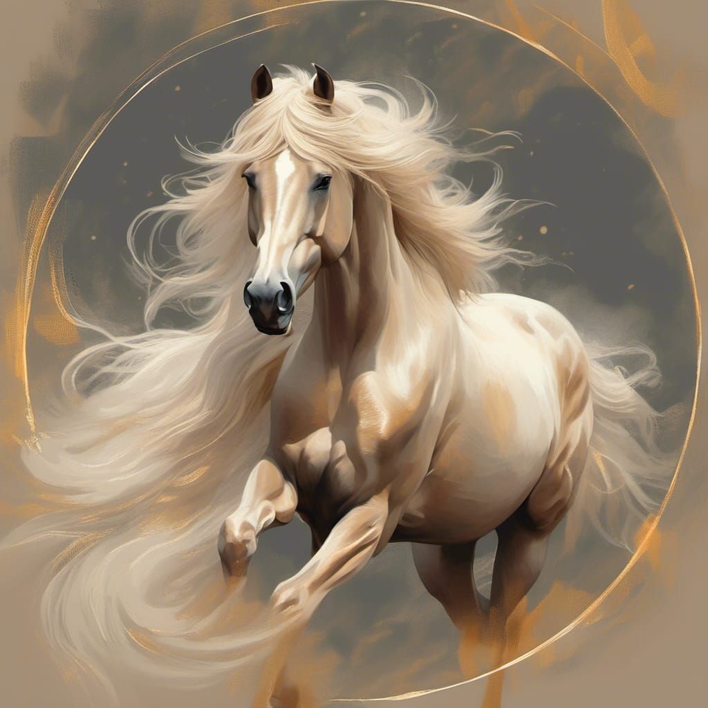 Majestic Earth-Toned Horse with Flowing Mane