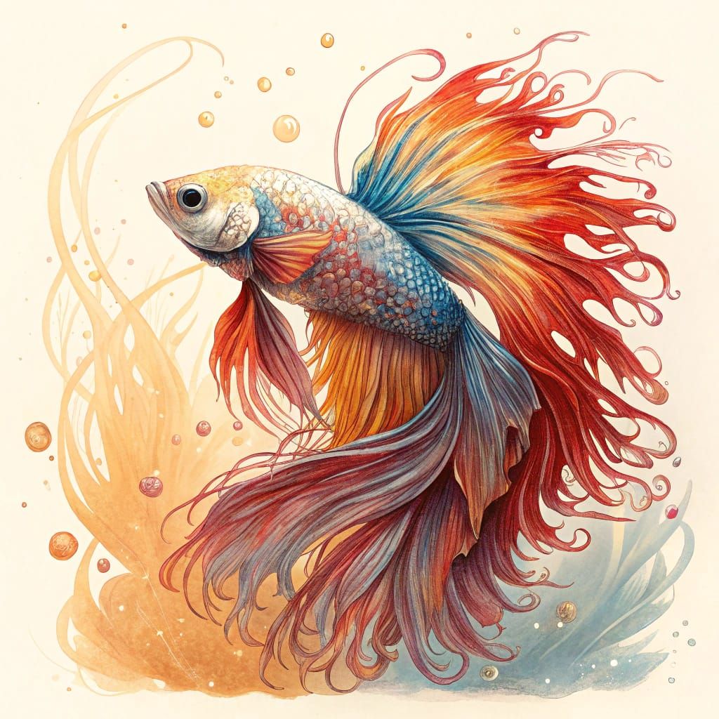 Dazzling Iridescent Betta Fish Dances through Kaleidoscope o...