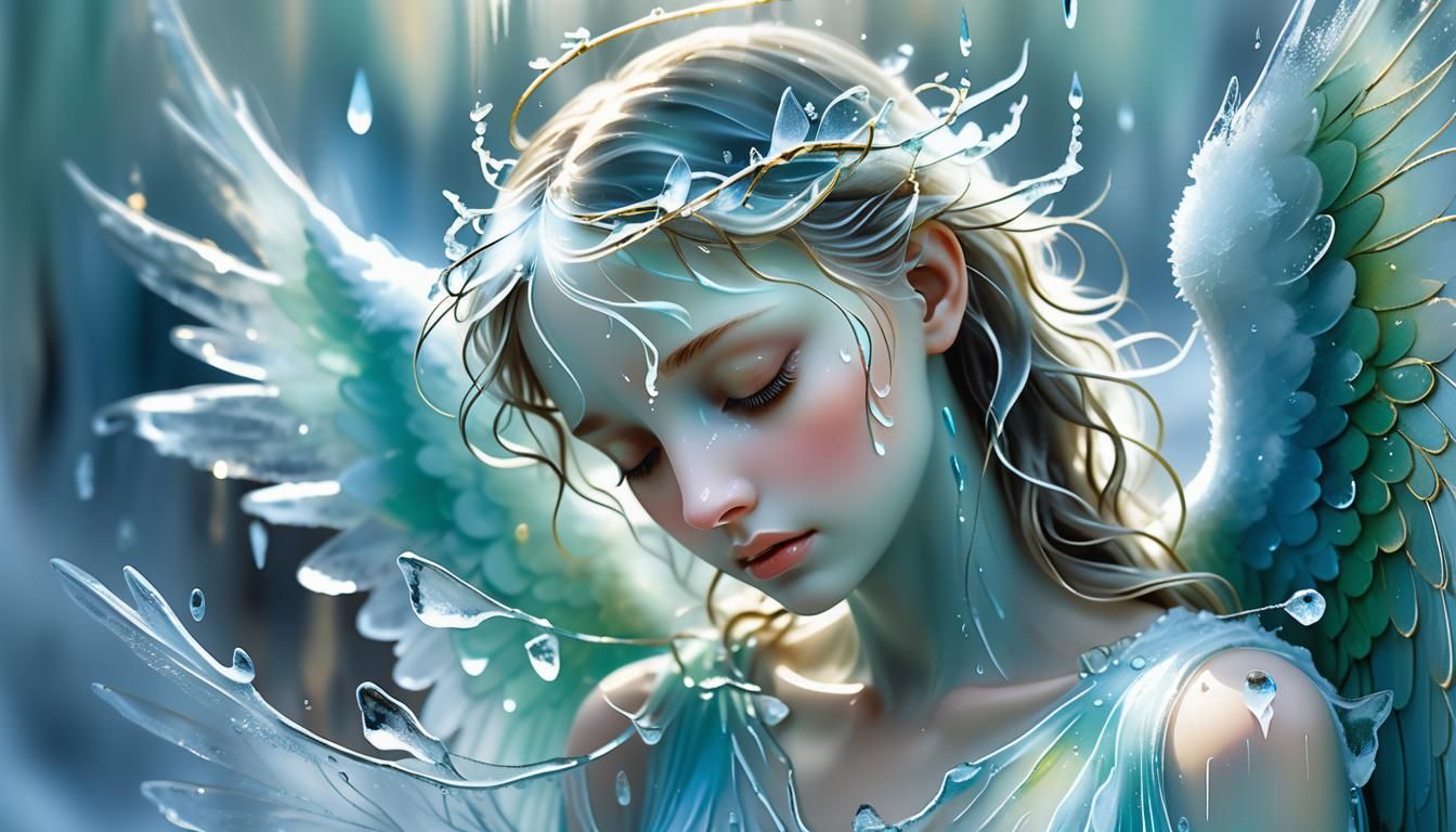 Ethereal Angel in Translucent Ice