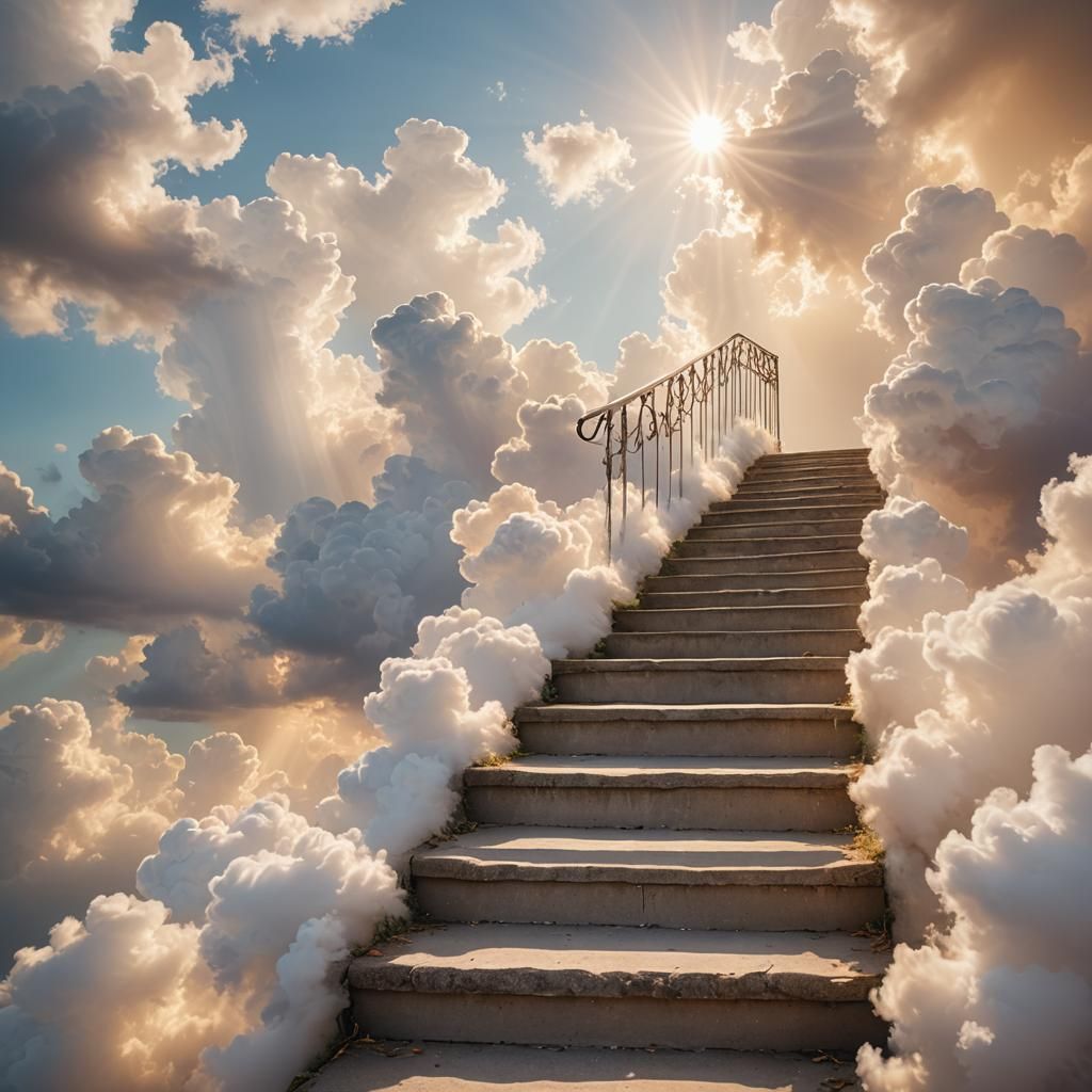 Angelic Stairway Ascending into Heaven in Soft Focus