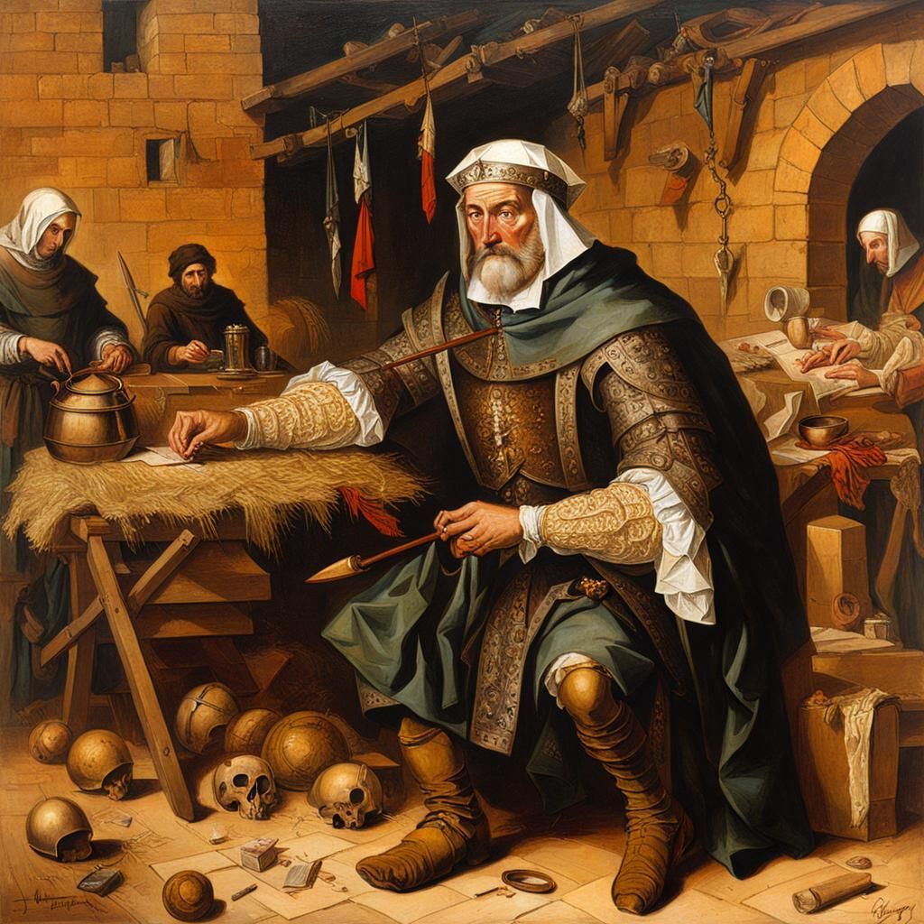 Wounded Man in Middle Ages, Baroque Oil Painting