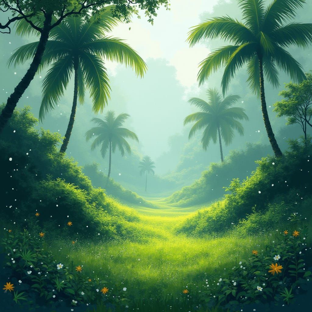 Snowflakes Fall on Bali: Dreamy Japanese Art