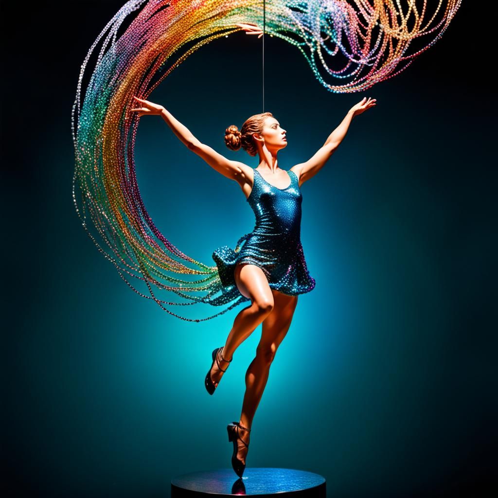 Colorful Crystalline Female Sculpture with Glitter