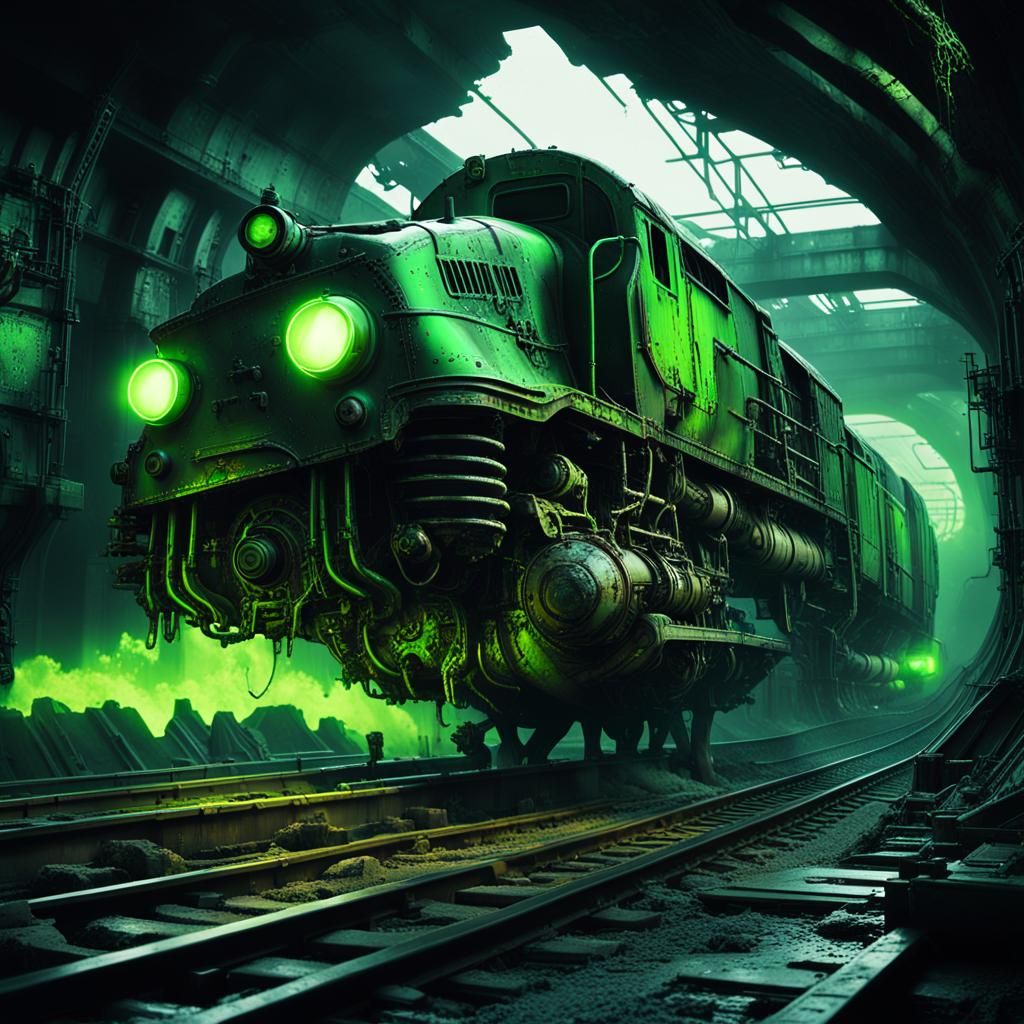 Radioactive Meat Train in Biomechanical Cyberpunk Style