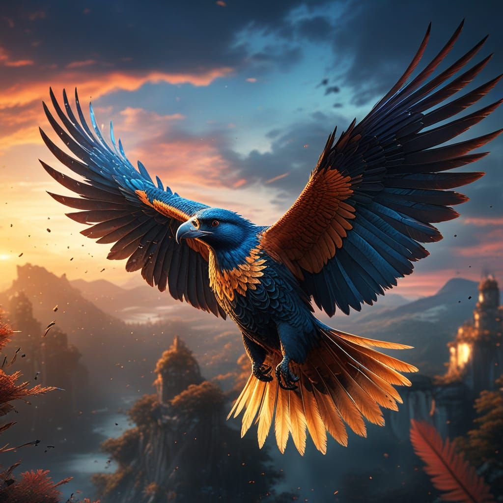 Majestic Bird in Flight Fantasy Art