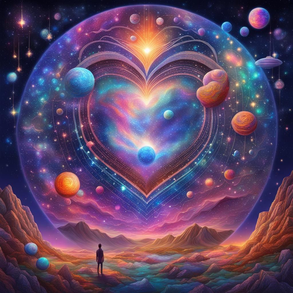 Holographic Astral Heart Song in Cosmic Illustration