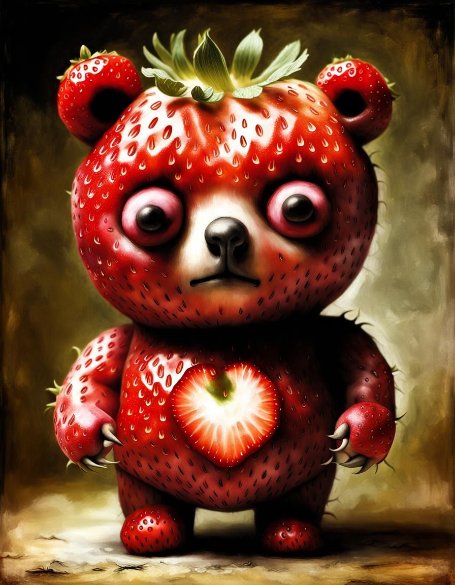 Demonic Cyborg Strawberry Bear in Volcanic Hyperspace