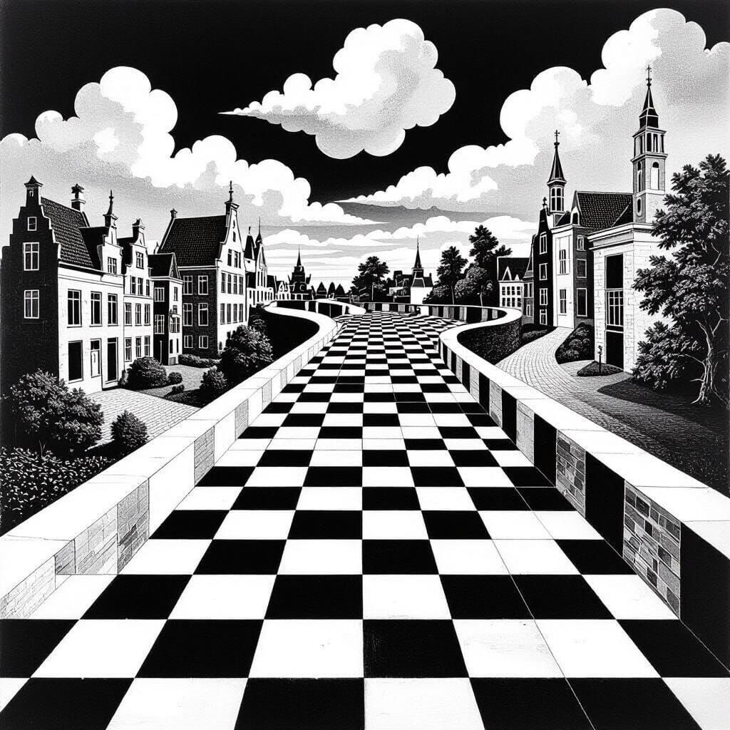 Escher Style Slides in Monochrome