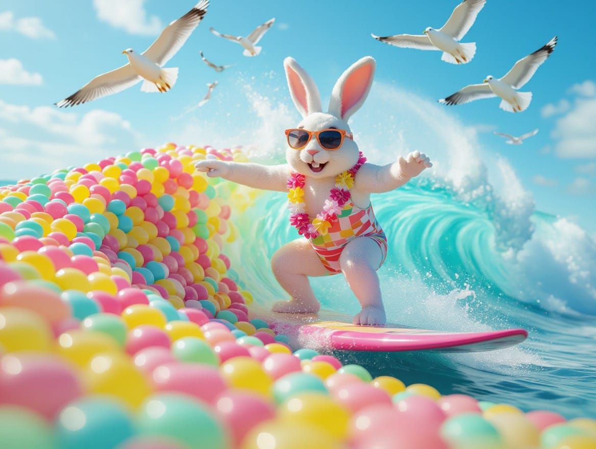 Easter Bunny Rides a Jellybean Wave in Vibrant Spring Break ...