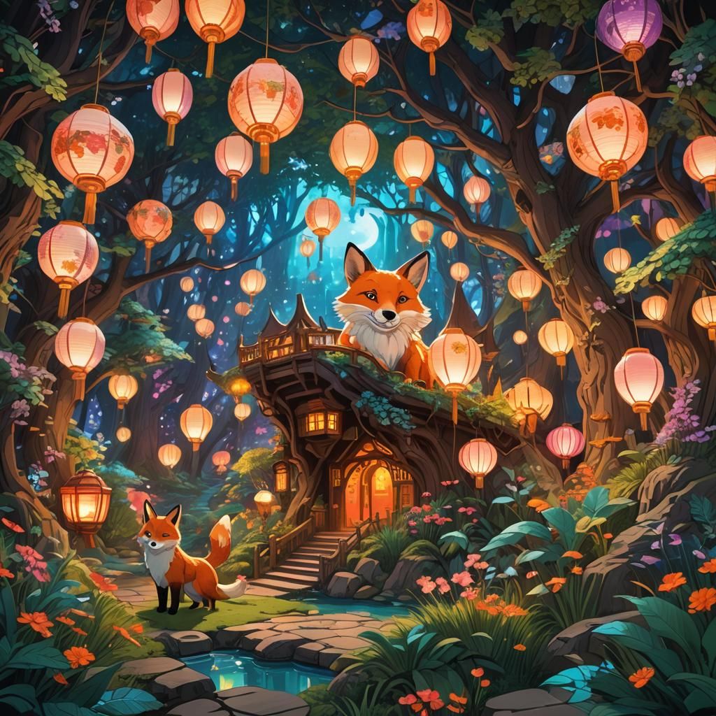 Fantasy World Inside a Paper Fox