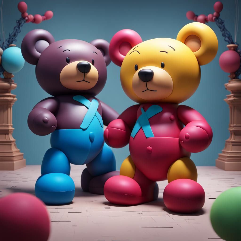 Bear Figure with Kaws Characteristics in T-Pose